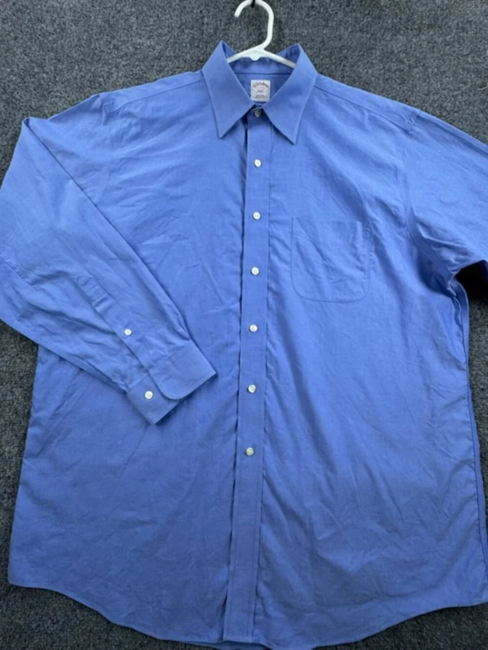 Brooks Brothers 17 4/5 Cotton Non-Iron Point Blue Mens Button Up Long Sleeve